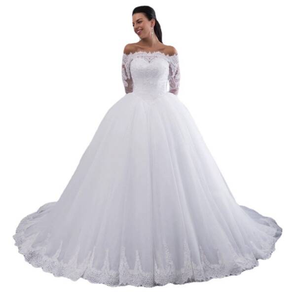 Lace Long Trail Wedding Dress - Image 2